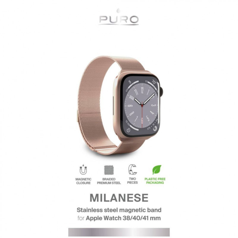 Puro Milanese PUMILAW40ROSE Edelstahlarmband für Apple Watch 38/40/41 mm, rosa