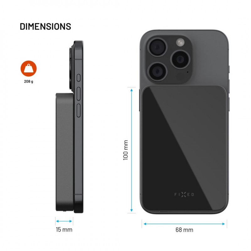 Fixed MagZen 10 Crystal Powerbank, Qi2, 10000 mAh, schwarz