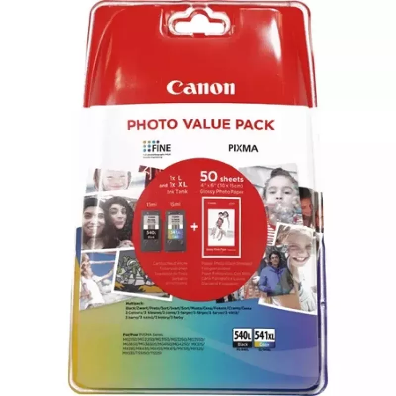 Canon PG-540L/CL-541XL Photo Value Pack Tintenpatronen (2 Stk.), Schwarz + Farbe, 5224B007