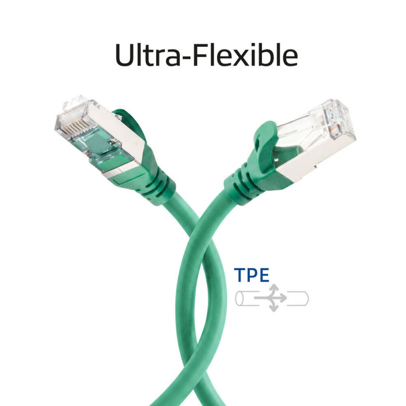 ACT FC2703 S/FTP CAT6A Patchkabel, 3 m, TPE, ultraflexibel, mit Rastnasenschutz, RJ45-Stecker, grün