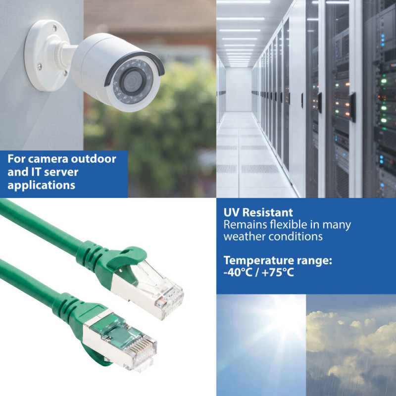 ACT FC2715 S/FTP CAT6A Patchkabel ultraflexibel, 15 m, TPE, mit Schutztüllen gegen Verhaken, grün