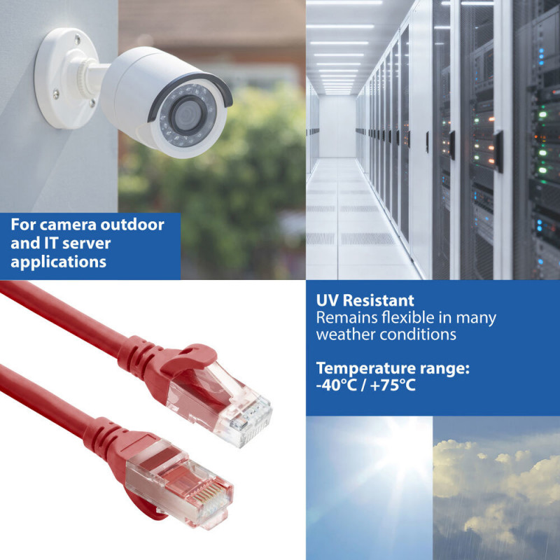 ACT FC1510 U/UTP CAT6A Ultra-Flex-Patchkabel, TPE, snagless, RJ45, 10 m, rot