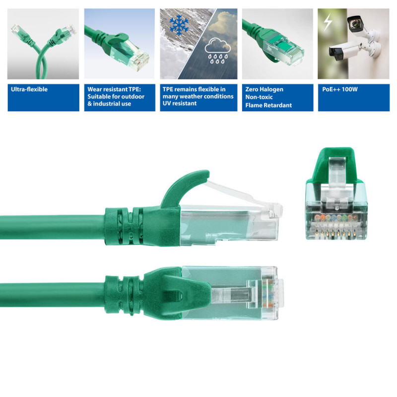 ACT FC1710 U/UTP CAT6A Patchkabel, TPE, ultraflexibel, RJ45, 10 m, grün