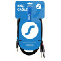SSQ MIJM3 SS-1815 Audiokabel, 3,5-mm-Stereo-Klinke auf 2x 6,3-mm-Mono-Klinke, 3 m, schwarz