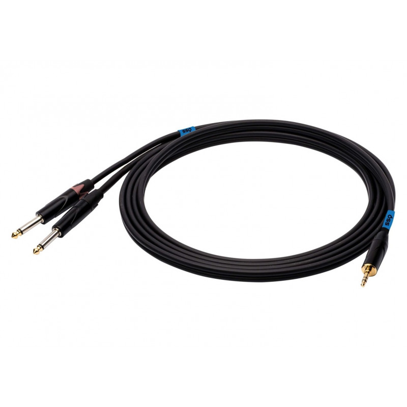 SSQ MIJM3 SS-1815 Audiokabel, 3,5-mm-Stereo-Klinke auf 2x 6,3-mm-Mono-Klinke, 3 m, schwarz