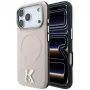 Karl Lagerfeld KF003255 Grained Embossed Ring & Kameo Logo MagSafe Hülle für iPhone 18 Pro / 17 Pro, beige