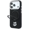 Karl Lagerfeld KF003216 Ring Stand 360 Choupette Head Pin MagSafe Hülle für iPhone 18 Pro Max / 17 Pro Max, schwarz