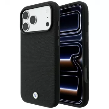 BMW Kevlar Metal Logo MagSafe Hülle für iPhone 18 Pro Max / 17 Pro Max, schwarz