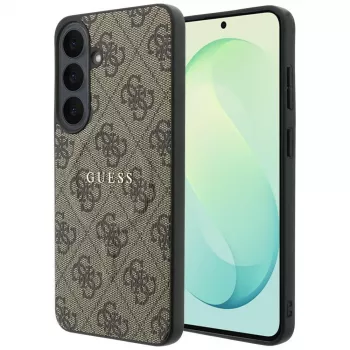 Guess Embossed 4G Ring Classic Logo MagSafe Smartphone-Hülle für Samsung Galaxy S26 FE, braun
