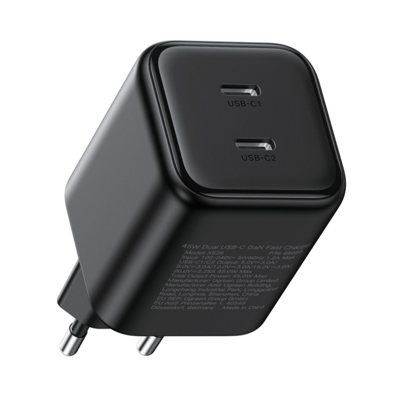 Ugreen X526 Ladegerät 45 W, 2 x USB-C, GaN, schwarz