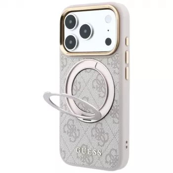 Guess Ring Stand 360 4G Classic Logo Hülle mit MagSafe für iPhone 18 Pro / 17 Pro, rosa