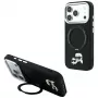 Karl Lagerfeld Ring Stand 360 Karl & Choupette Heads Pin Hülle mit MagSafe für iPhone 18 Pro / 17 Pro, schwarz