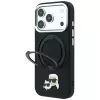 Karl Lagerfeld Ring Stand 360 Karl & Choupette Heads Pin Hülle mit MagSafe für iPhone 18 Pro / 17 Pro, schwarz