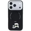 Karl Lagerfeld Ring Stand 360 Karl & Choupette Heads Pin Hülle mit MagSafe für iPhone 18 Pro / 17 Pro, schwarz