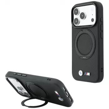 BMW Kevlar Ring Stand 360 MagSafe Hülle für iPhone 18 Pro / 17 Pro, schwarz
