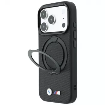BMW Kevlar Ring Stand 360 MagSafe Hülle für iPhone 18 Pro / 17 Pro, schwarz
