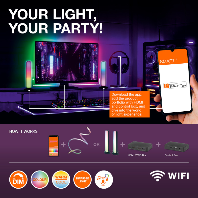 Osram SMART+ WiFi Planon Magic Panel 450x450 mm intelligentes Lichtpanel, RGB+TW, dimmbar, 24 W, Weiß
