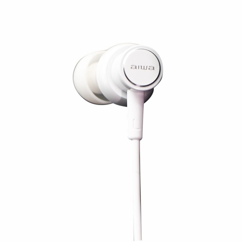 Aiwa ESTM-500W kabelgebundene In-Ear-Kopfhörer mit Mikrofon, 3,5-mm-Klinke, weiß