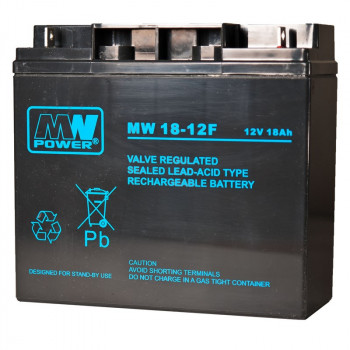 MPL Power Elektro MW 18-12 USV-Batterie, Blei-Säure-Akku AGM, wartungsfrei, 12 V 18 Ah, schwarz