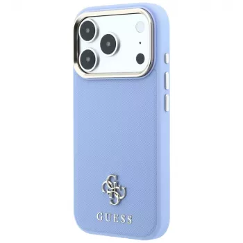 Guess GUE005536 Saffiano Small 4G & Classic Logo MagSafe Hülle für iPhone 18 Pro Max / 17 Pro Max, hellblau