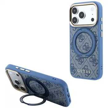 Guess GUE005696 Ring Stand 360 4G Classic Logo MagSafe Hülle für iPhone 18 Pro Max / 17 Pro Max, blau