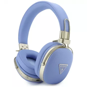 Guess Grained Triangle Gold Logo Bluetooth ENC On-Ear-Kopfhörer, blau