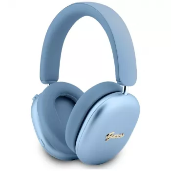 Guess Metallic Effect Metal Script Logo On-Ear-Kopfhörer, Bluetooth, ENC, blau