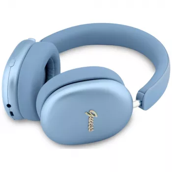 Guess Metallic Effect Metal Script Logo On-Ear-Kopfhörer, Bluetooth, ENC, blau