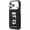 Karl Lagerfeld KF003249 Saffiano with Karl & Choupette Heads Pins & Logo Hülle für iPhone 18 Pro / 17 Pro, schwarz