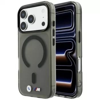 BMW BMW001309 M IML Frosted Metal Logo & Trims MagSafe Hülle für iPhone 18 Pro / 17 Pro, schwarz