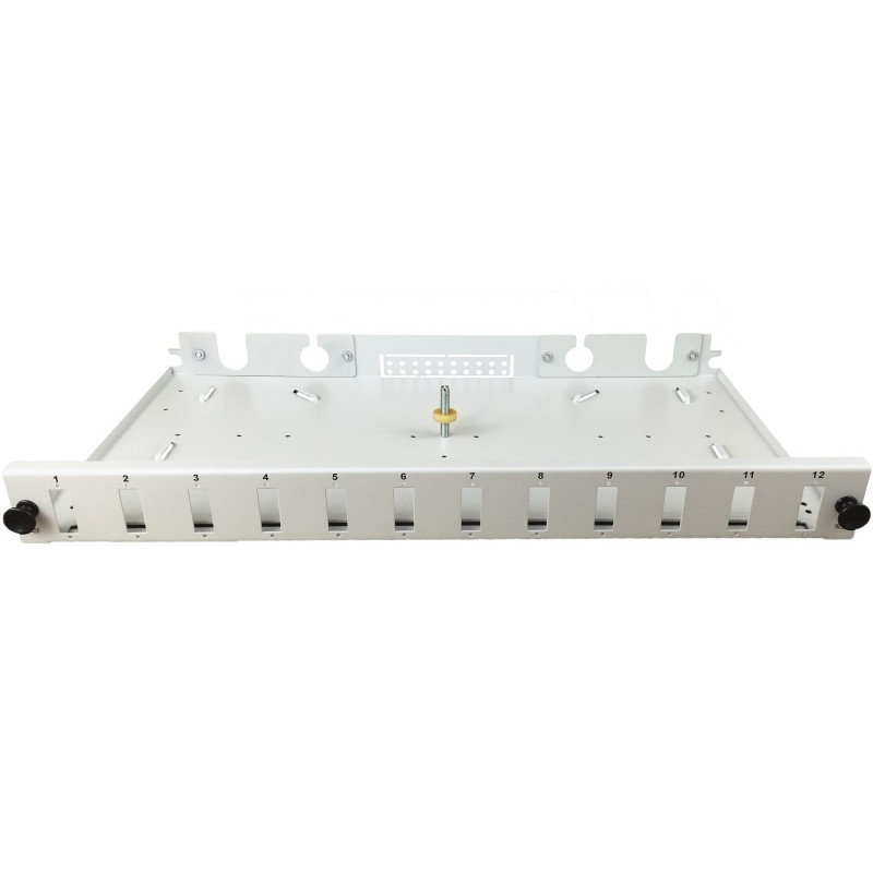 Alantec FOP-1U-12SCD-S 12xSC-Duplex-19-Zoll-1U-Glasfaser-Verteilerfeld, ausziehbar, mit Frontblende und Montagezubehör