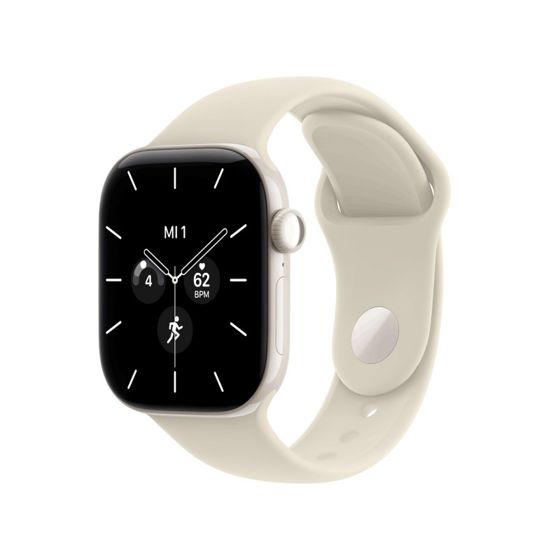 Apple Watch Series 12 GPS + Cellular 42 mm, Keramikgehäuse in Perlweiß, Sportarmband in Sand, M/L