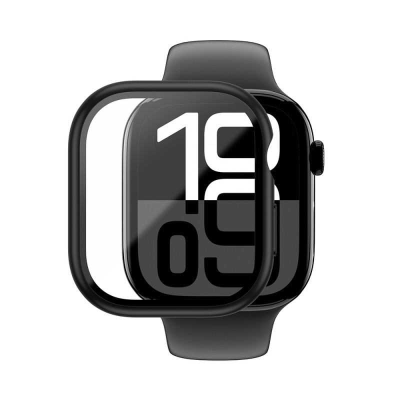 AmazingThing Radix Glass Schutzhülle für Apple Watch 42 mm, gehärtetes Glas, schwarz