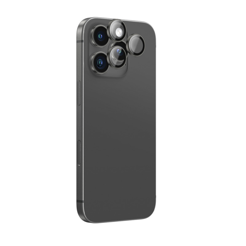 AmazingThing AR Aluminum 3 Lens Glass Kameraobjektivschutz mit Rahmen für iPhone 16 Pro / 16 Pro Max, schwarz