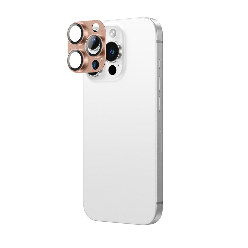 AmazingThing Aviation-Grade Alloy Kameralinsenschutz aus gehärtetem Glas für iPhone 16 Pro / 16 Pro Max, Roségold