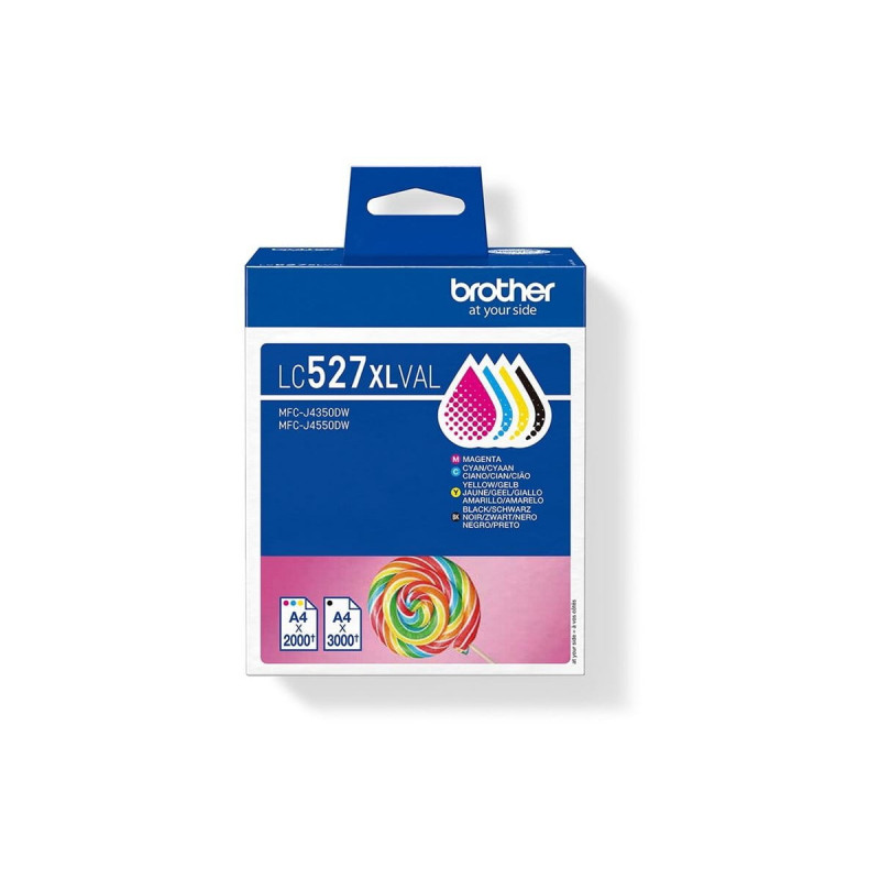 Brother LC527XLVAL Tintenpatronen-Value-Pack (4 Stück), hohe Ergiebigkeit, Schwarz, Gelb, Cyan, Magenta