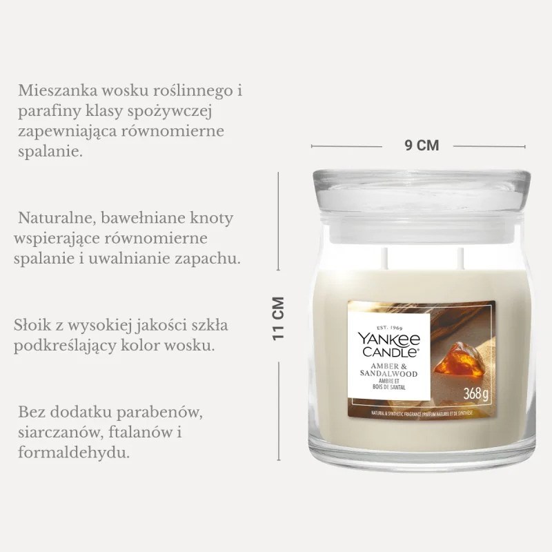 Yankee Candle YC Signature Amber & Sandalwood mittelgroße Kerze