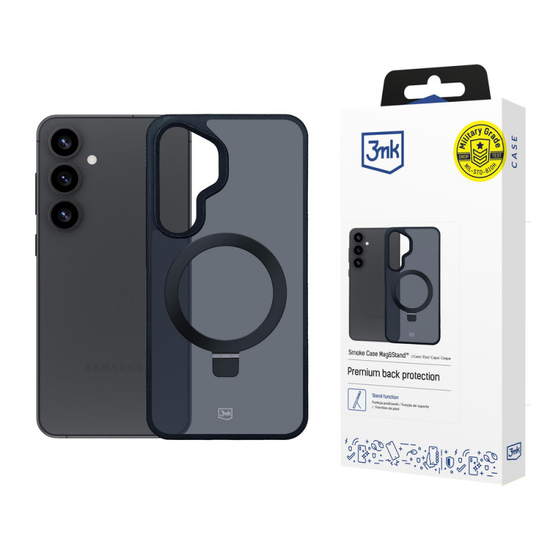 3MK Smoke Case Mag&Stand Smartphone-Hülle für Samsung Galaxy S25+, schwarz