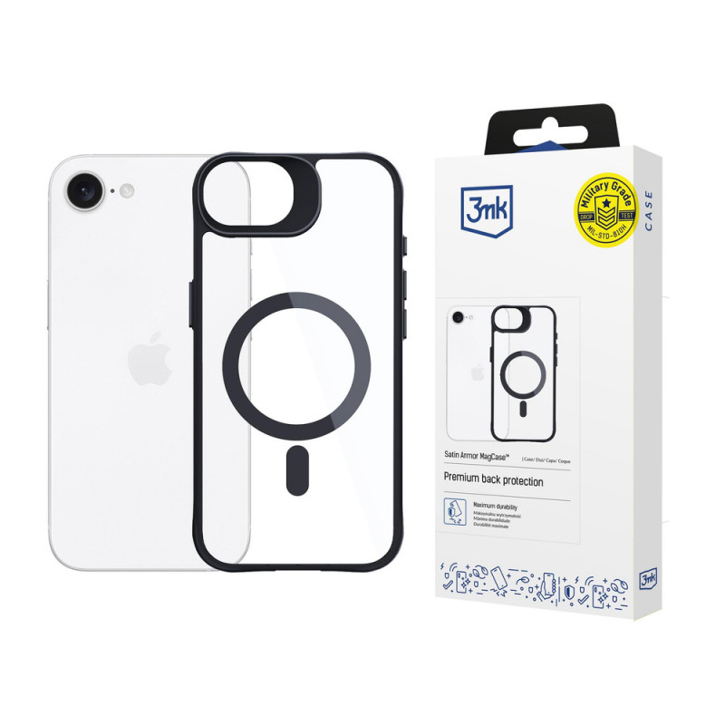 3MK Satin Armor MagCase Hülle für Apple iPhone 17e / 16e, transparent