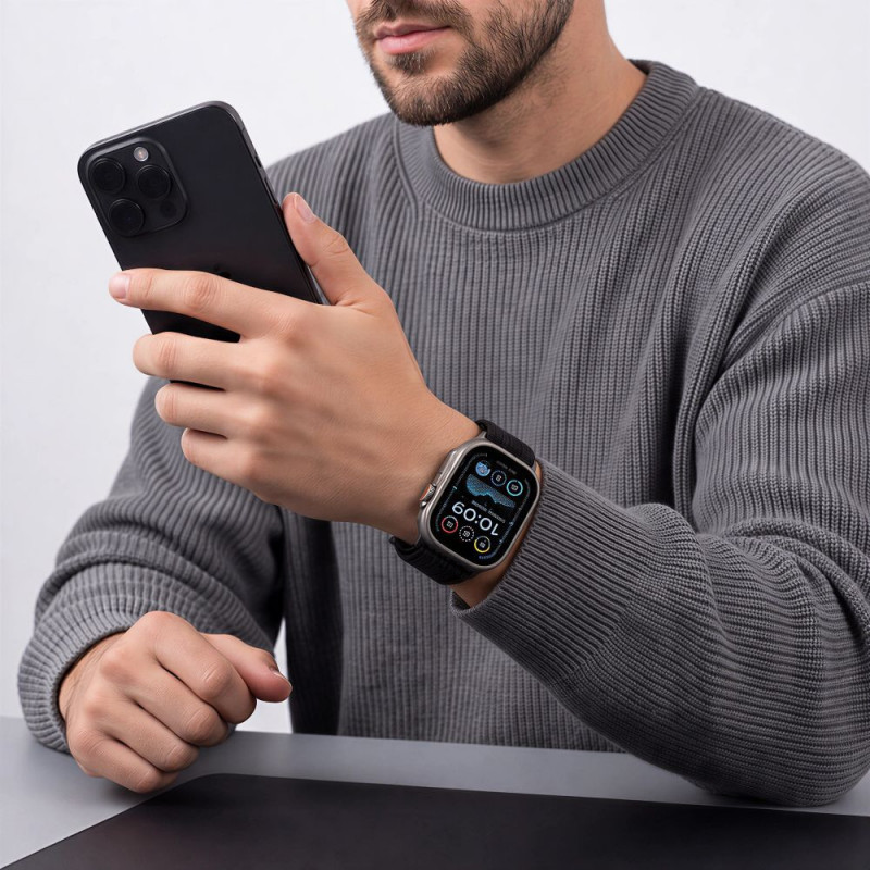 Tech-Protect Nylon Sport Armband für Apple Watch 44/45/46/49 mm, Schwarz