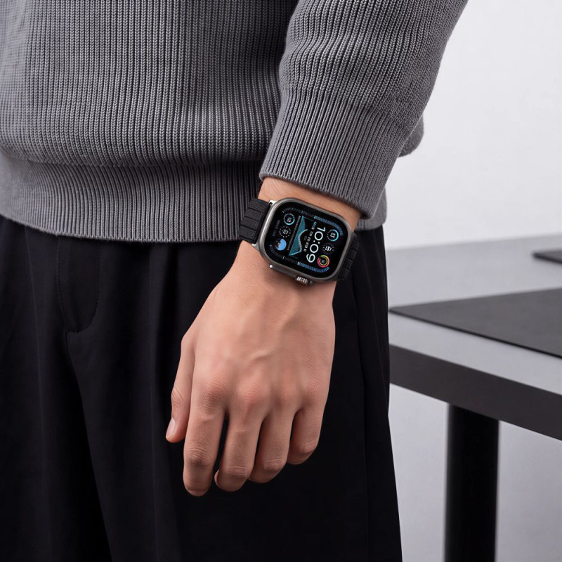 Tech-Protect Nylon Sport Armband für Apple Watch 44/45/46/49 mm, Schwarz