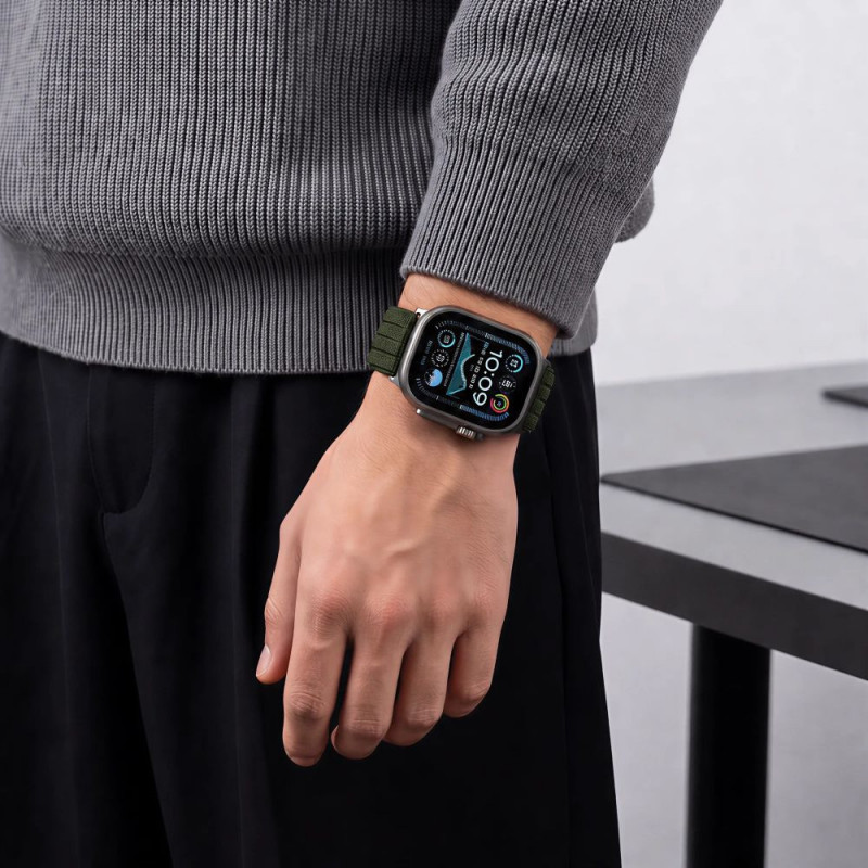 Tech-Protect Nylon Sport Armband für Apple Watch 44/45/46/49 mm, Dunkelgrün