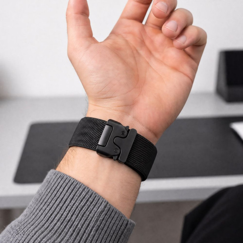 Tech-Protect Nylon Clasp Uhrenarmband für Samsung Galaxy Watch 8 / 9 / Classic 40 / 44 / 46 mm, Schwarz