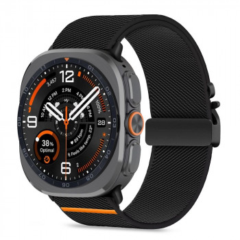 Tech-Protect Nylon Clasp Uhrenarmband für Samsung Galaxy Watch Ultra 1 / 2 2024-2026 47 mm, Schwarz