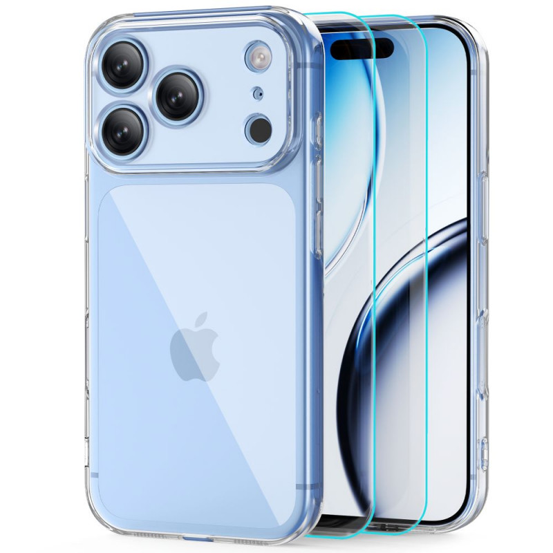 Tech-Protect FlexAir + Glass Hülle mit Schutzglas (2 Stk.) für Apple iPhone 17 Pro Max / 18 Pro Max, transparent