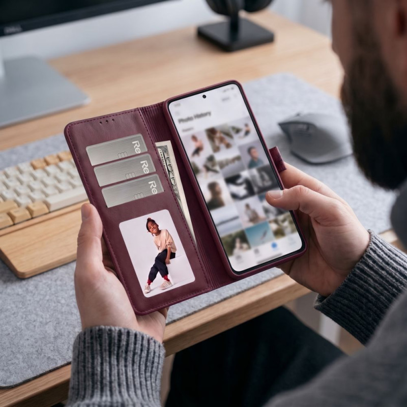 Tech-Protect Wallet Hülle für Xiaomi Redmi Note 17 Pro 5G, burgunderrot