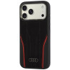 Audi R8 Genuine Leather MagSafe Hülle aus echtem Leder für iPhone 18 Pro Max / 17 Pro Max, schwarz-rot (AUDI000240)