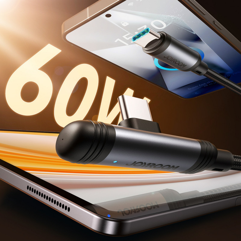 Joyroom EnjoyX Series S-A56 90° USB-C - USB-C Kabel, 60 W, 480 Mbit/s, 1,2 m, schwarz