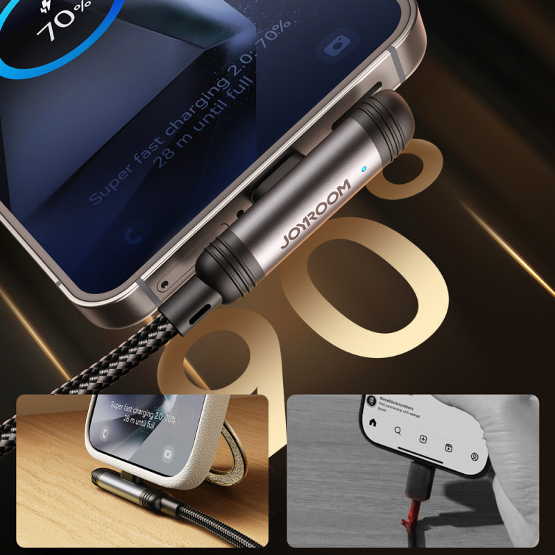 Joyroom EnjoyX Series S-A56 90° USB-C - USB-C Kabel, 60 W, 480 Mbit/s, 1,2 m, schwarz