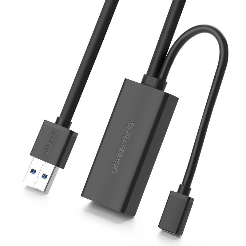 UGREEN US175 USB-3.0-Verlängerungskabel mit Micro-USB-Stromanschluss, 5 m, Schwarz
